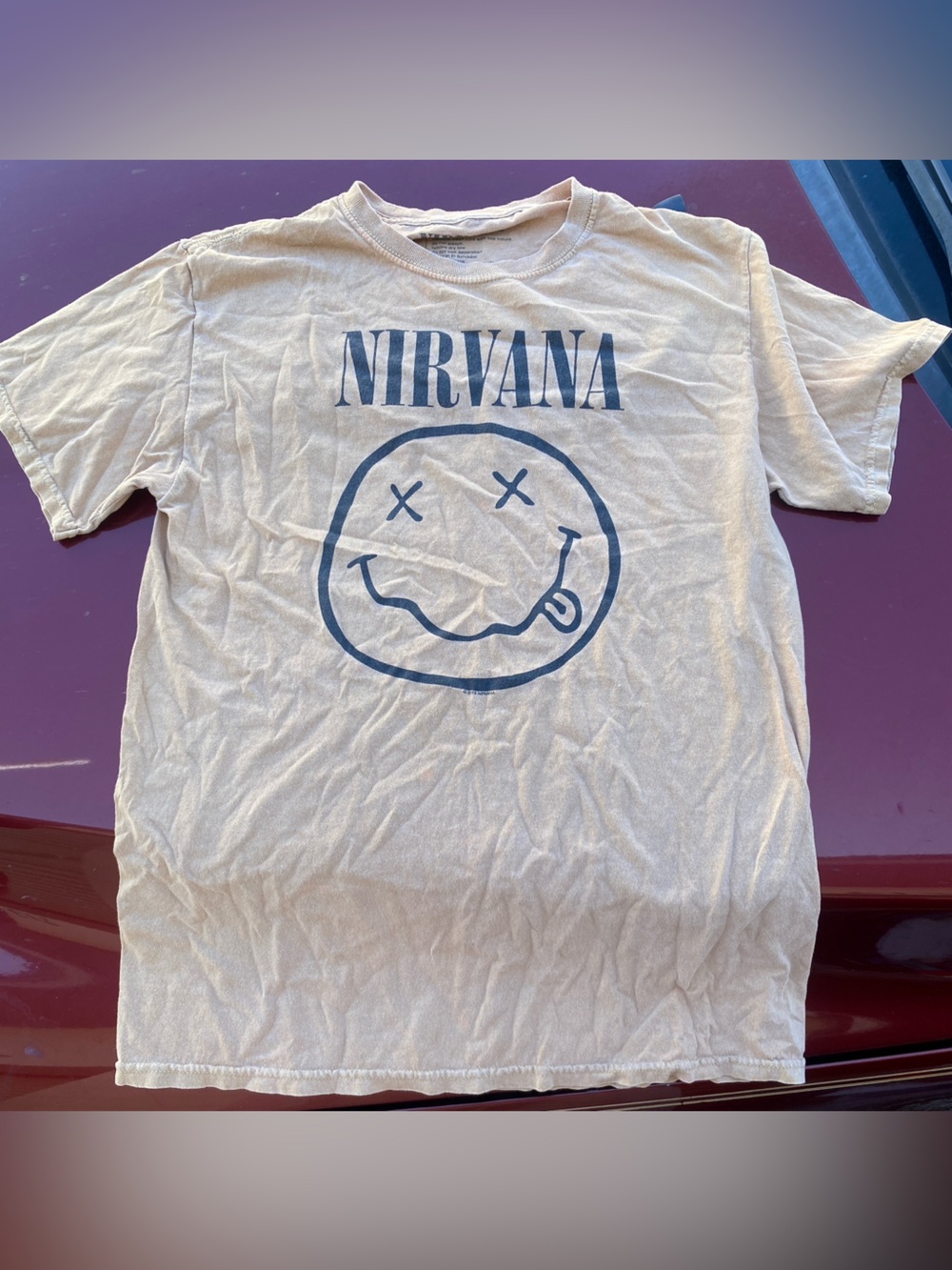 NIRVANA Beige T‑Shirt smiley band tee